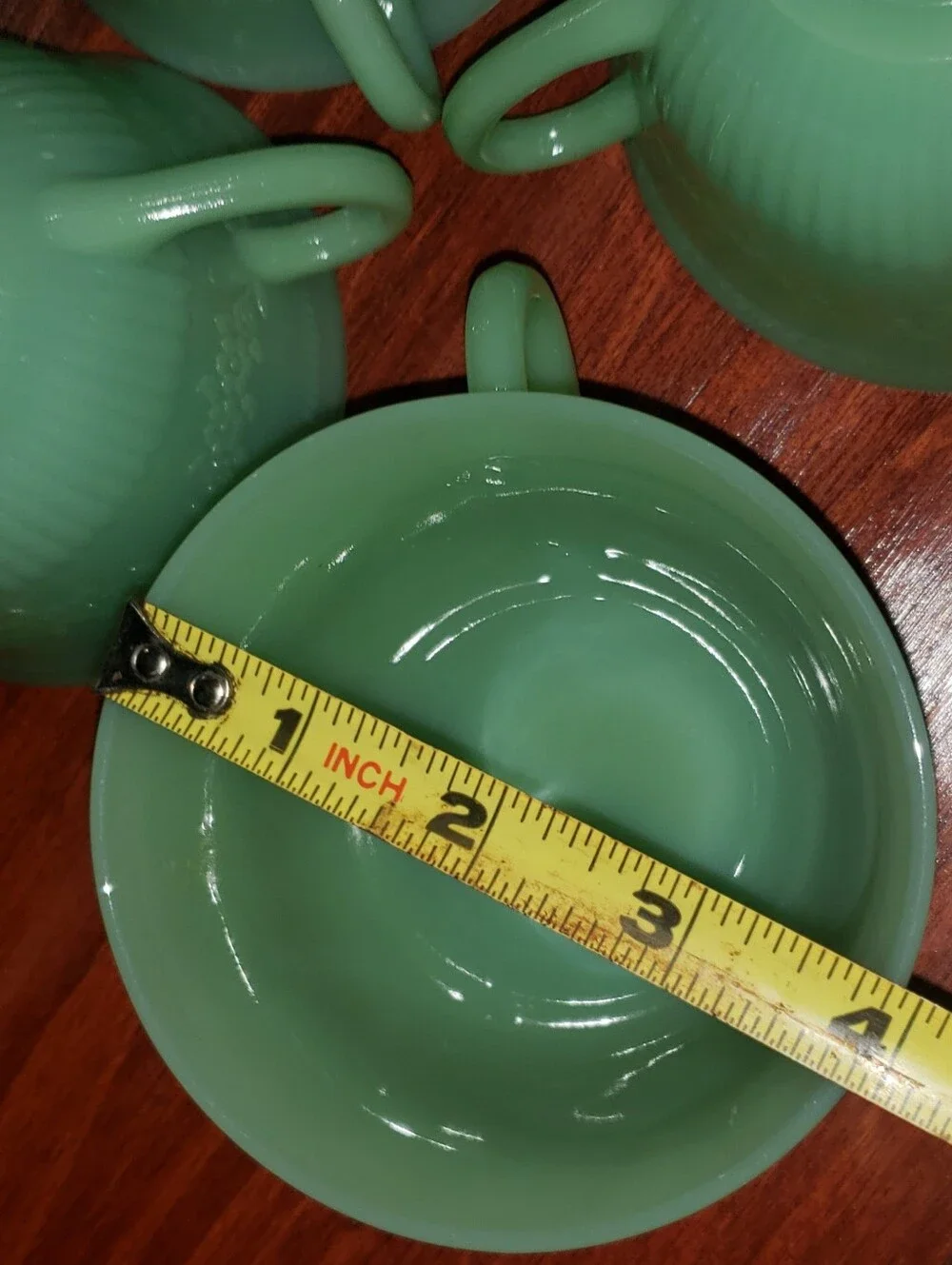 Vintage Floral Ribbed Jadeite Cups